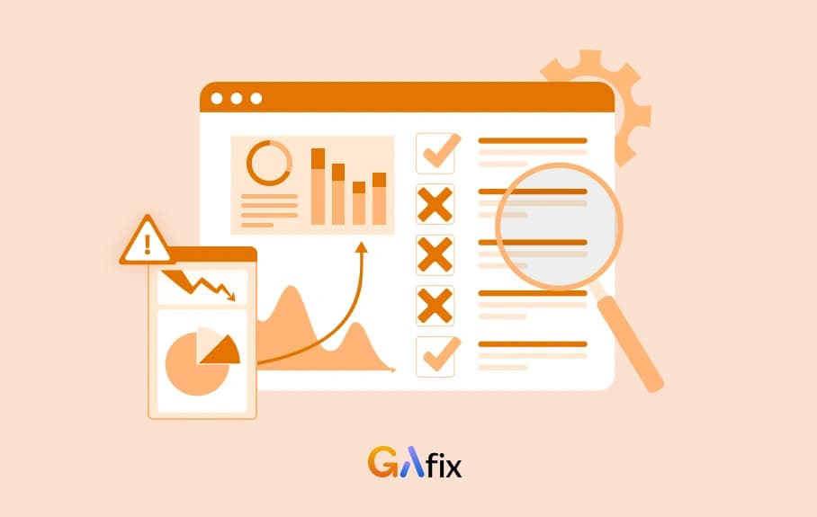 This blog explains how analytics setup errors affect bounce rate data, with a dashboard view highlighting metrics and GAfix tracking error alerts.