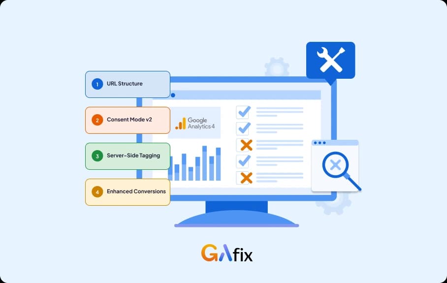 GA4 attribution tracking breaks when one mechanism fails. See how UTMs, Consent Mode v2, server-side tagging, and Enhanced Conversions cover the gap.